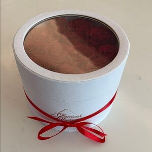 Elegant White Round Box with Red Roses